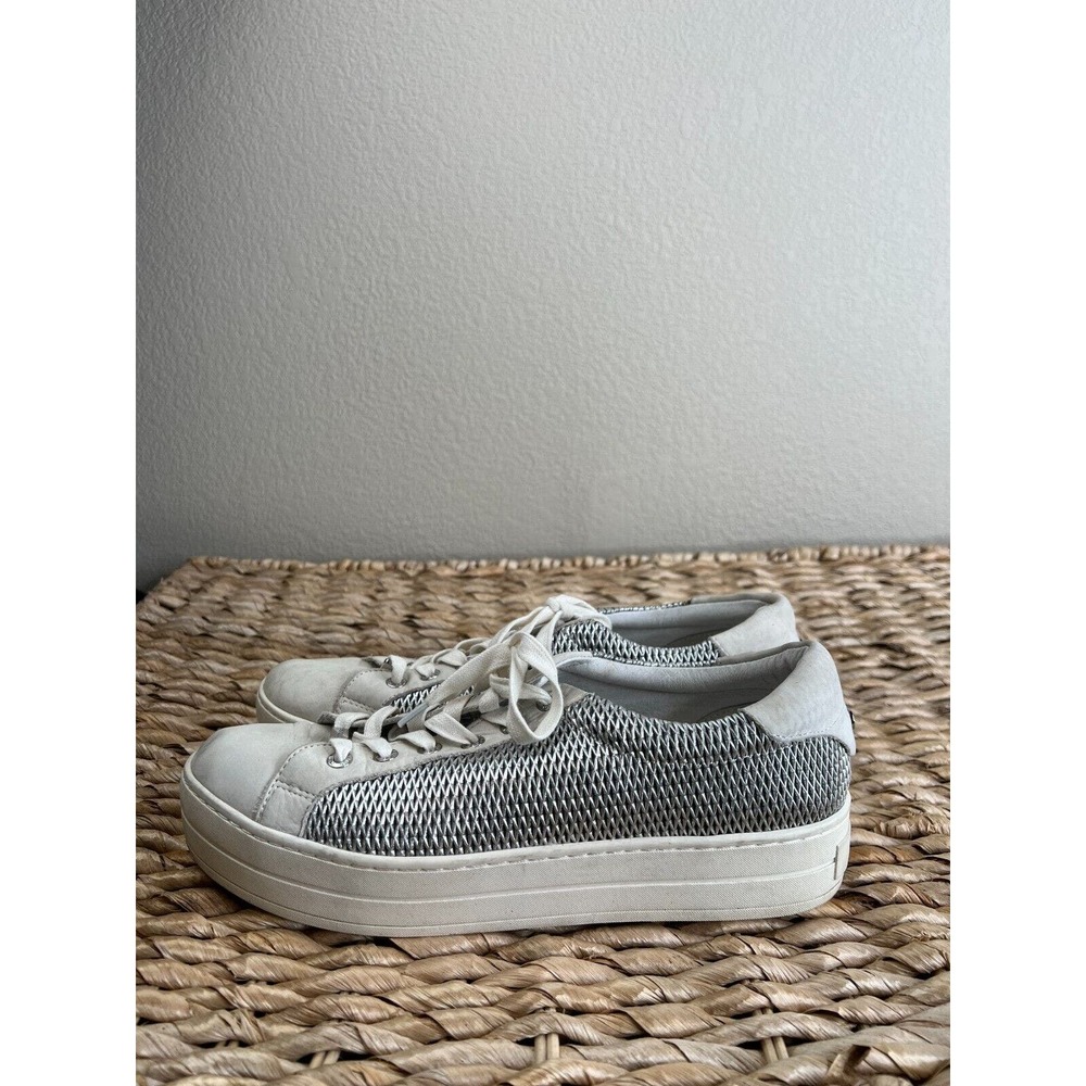 J/Slides NYC Women's Silver Hilton Lace-Up Leather Sneaker Shoes Size 10